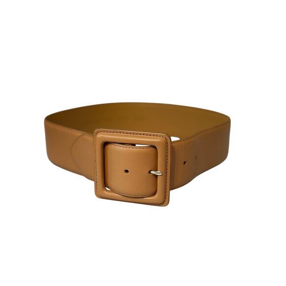 Banana Republic Belt Size XS Tan Cow Leather Wide Waist Belt with Square Buckle - Picture 1 of 8